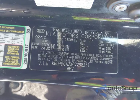 2012 Kia Sportage Lx from USA, damaged, VIN KNDPBCA2XC7298241